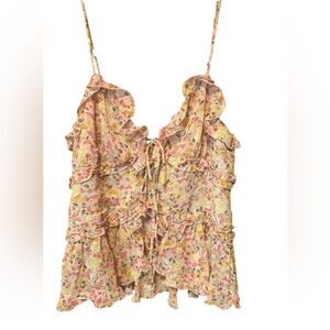 Lush Floral Ruffle Tie-Front Camisole Top XS NWT Cottagecore Boho